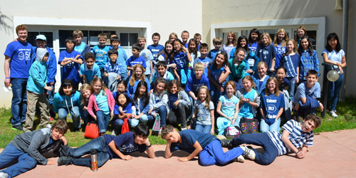 Students wore blue shirts on blue out day