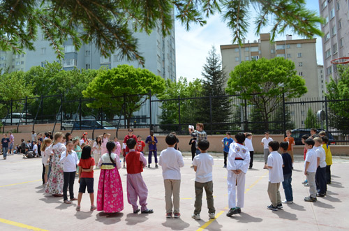 Playing games outside on international day